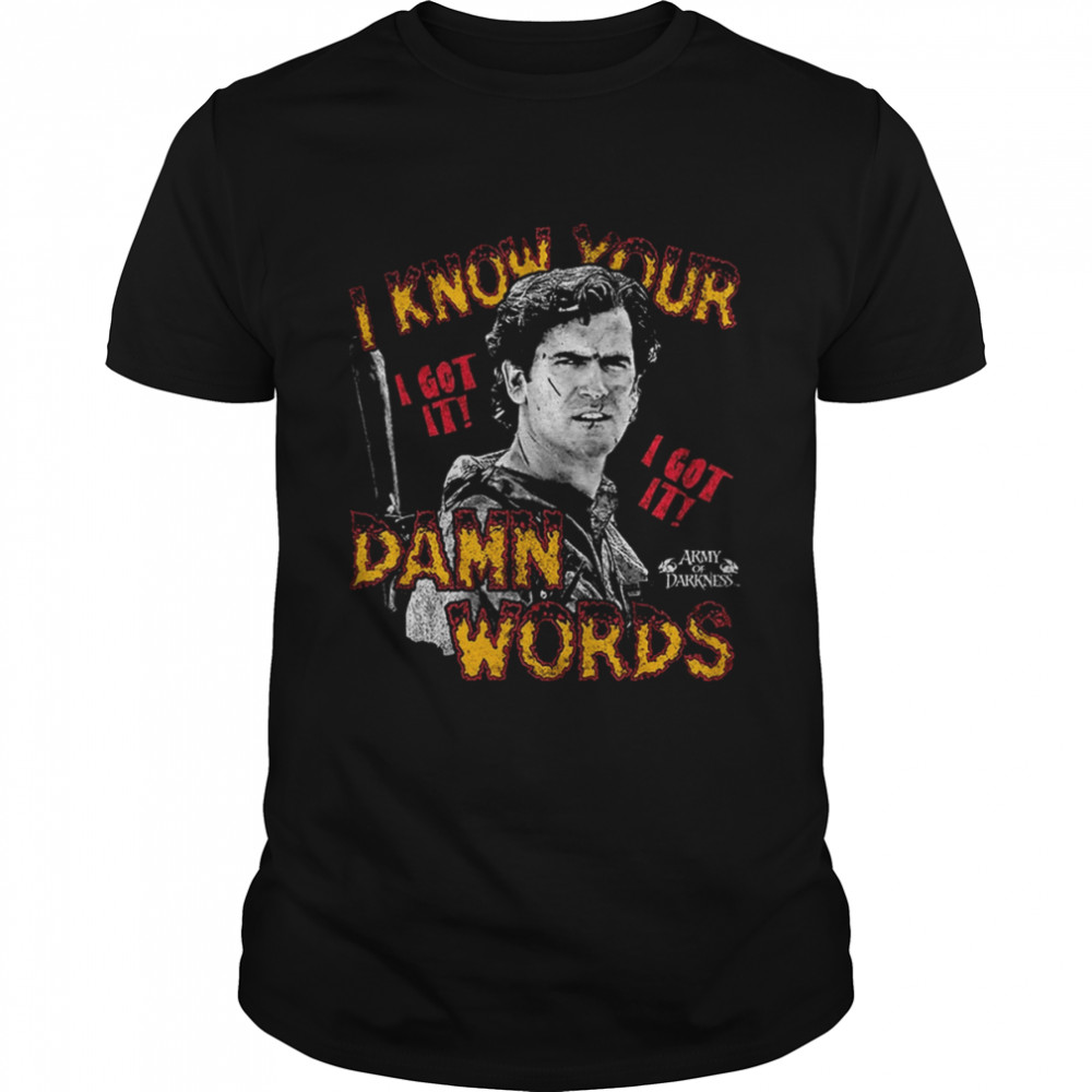 I Know Your Damn Words Army Of Darkness 80s 90s Horror shirt Classic Men's T-shirt