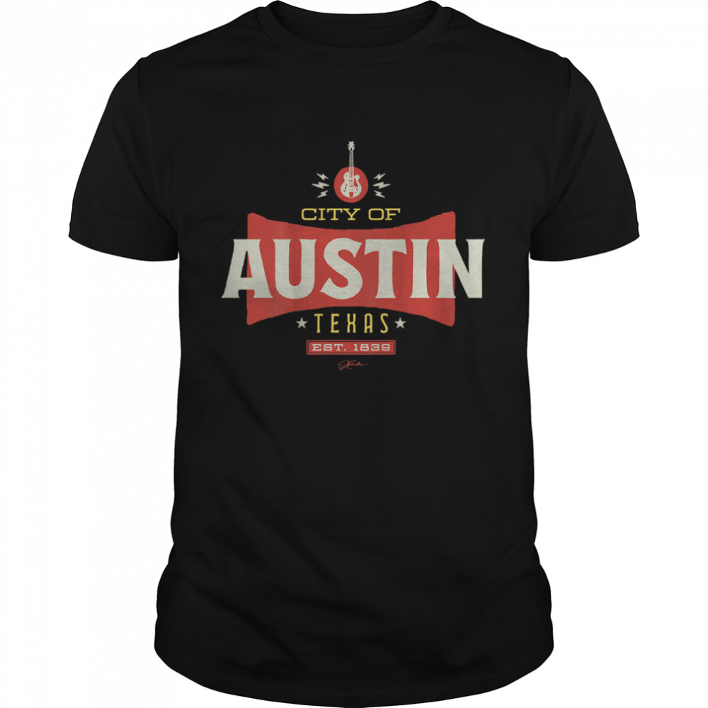 JCombs Austin, Texas, with Guitar, Music T-Shirt