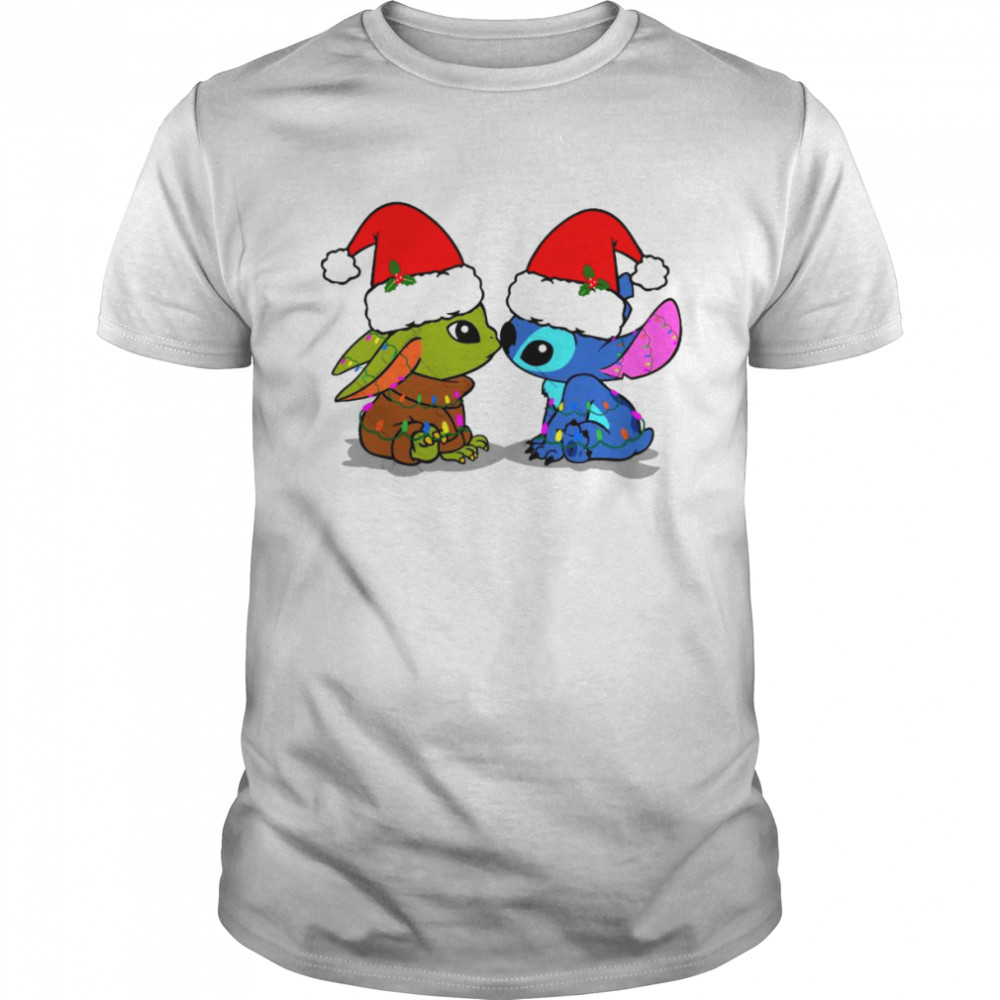 Christmas Baby Yoda And Stitch Disney 2022 Premium shirt Classic Men's T-shirt