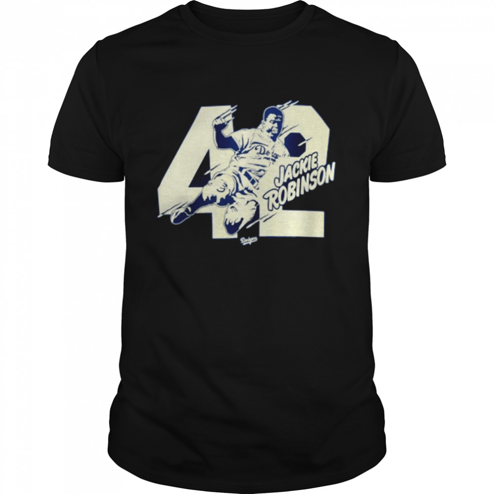 Men’s Jackie Robinson #42 Sliding Black T-Shirt