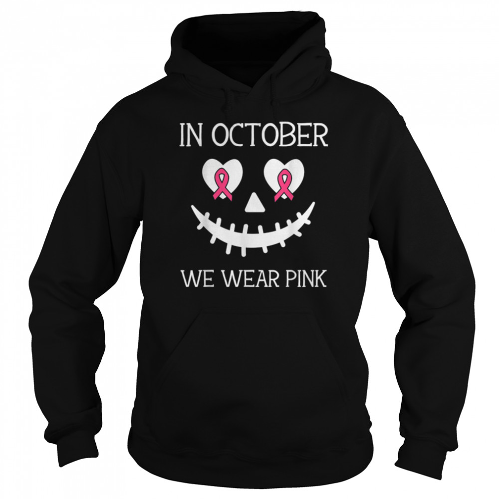 Creepy Pumpkin In October We Wear Pink Cancer Halloween Kids T- B0B82SV3D1 Unisex Hoodie