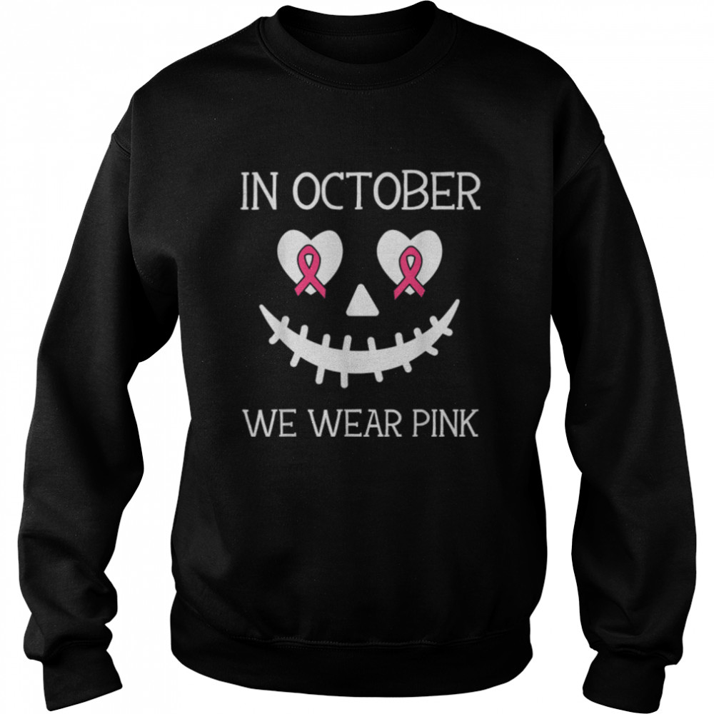 Creepy Pumpkin In October We Wear Pink Cancer Halloween Kids T- B0B82SV3D1 Unisex Sweatshirt