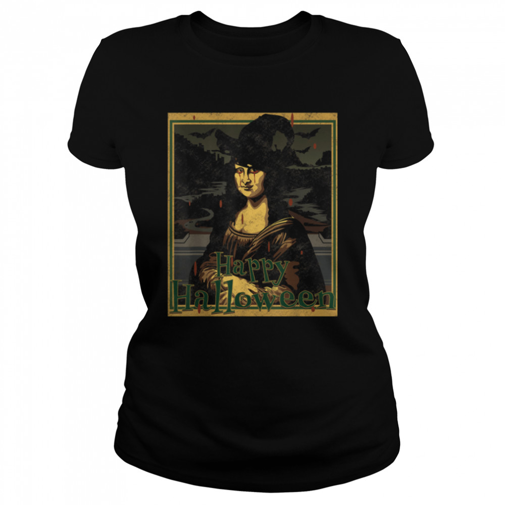Happy Monalisa Halloween T- B0B82TQCTV Classic Women's T-shirt