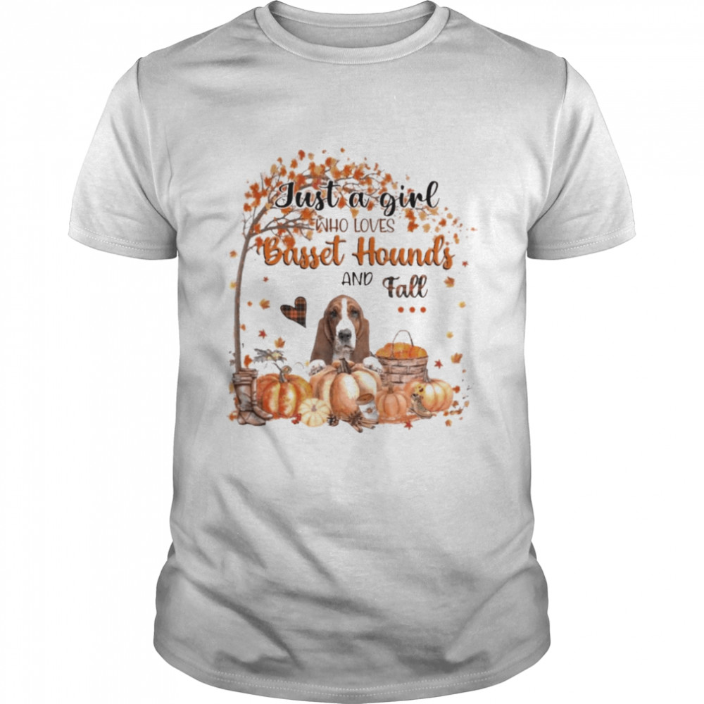 Just a Girl who loves Basset Hound and Fall Pumpkin Happy Thanksgiving shirt Classic Men's T-shirt