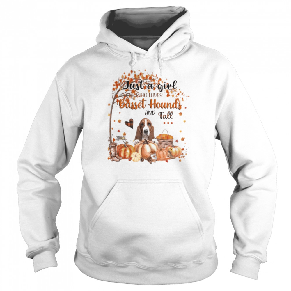 Just a Girl who loves Basset Hound and Fall Pumpkin Happy Thanksgiving shirt Unisex Hoodie