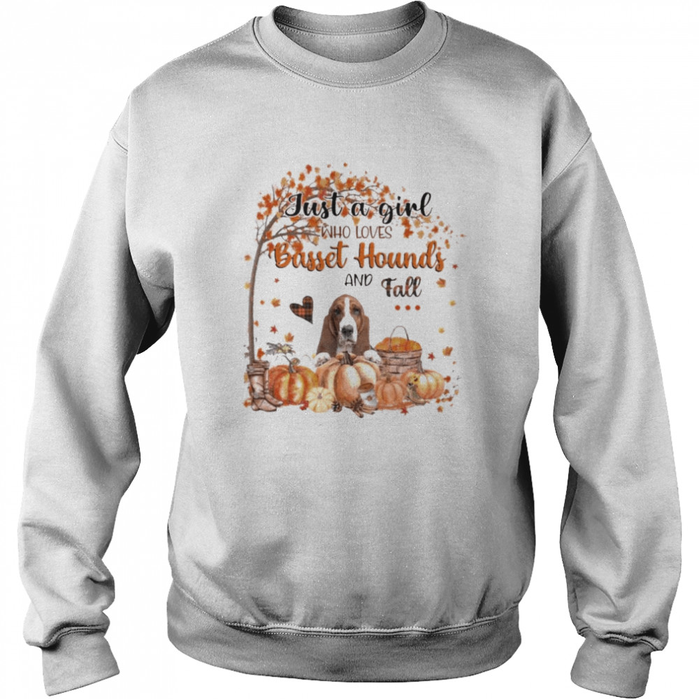 Just a Girl who loves Basset Hound and Fall Pumpkin Happy Thanksgiving shirt Unisex Sweatshirt
