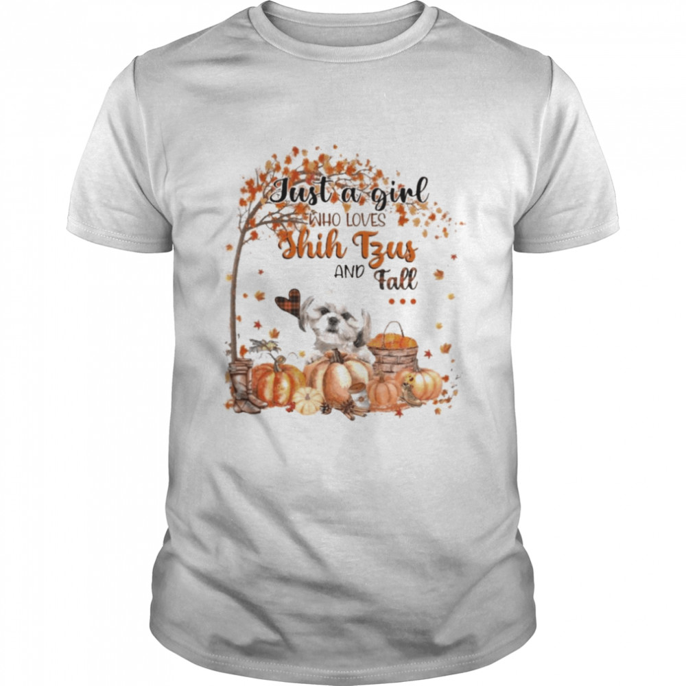 Just a Girl who loves Cream Shih Tzu and Fall Pumpkin Happy Thanksgiving shirt Classic Men's T-shirt