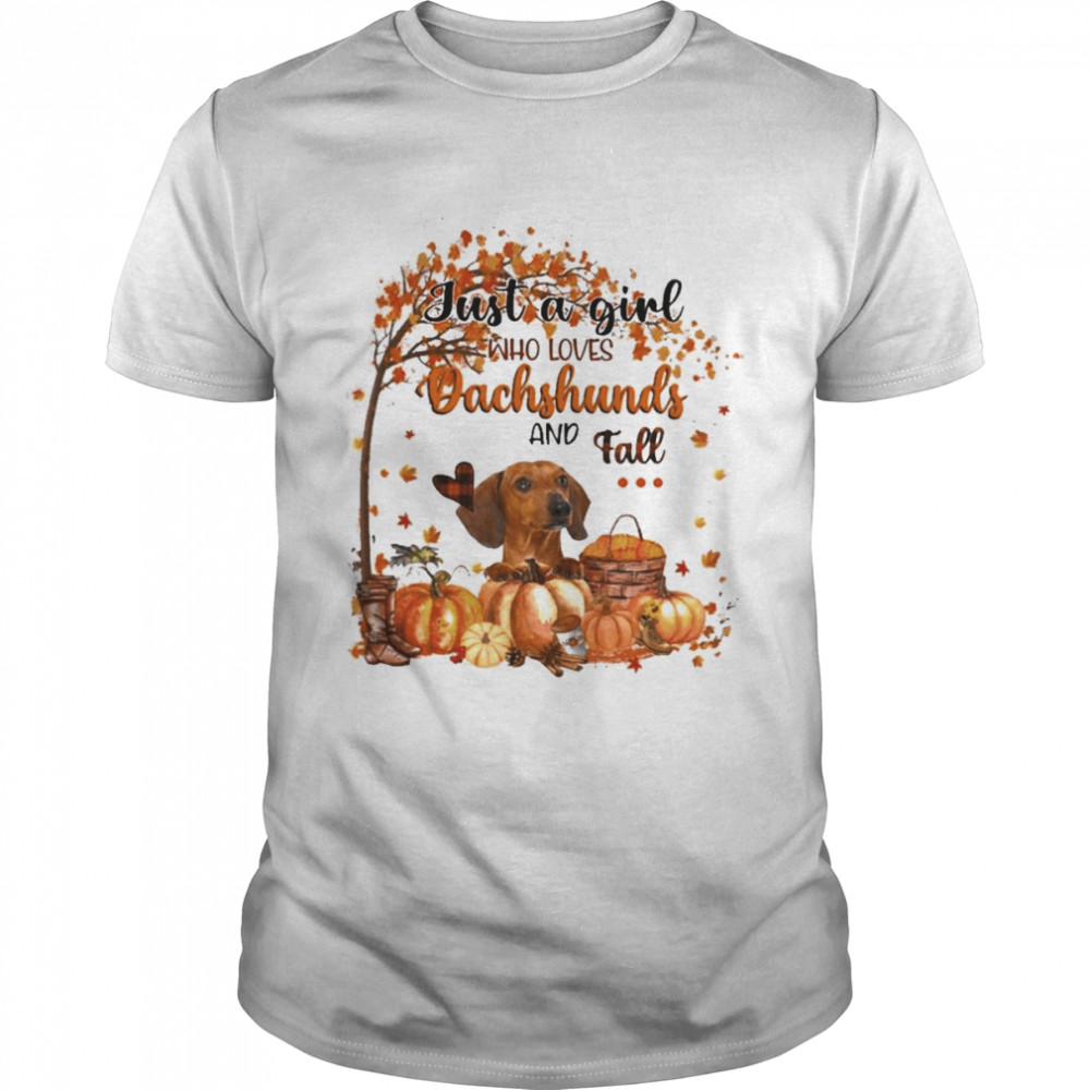 Just a Girl who loves Red Dachshund and Fall Pumpkin Happy Thanksgiving shirt Classic Men's T-shirt