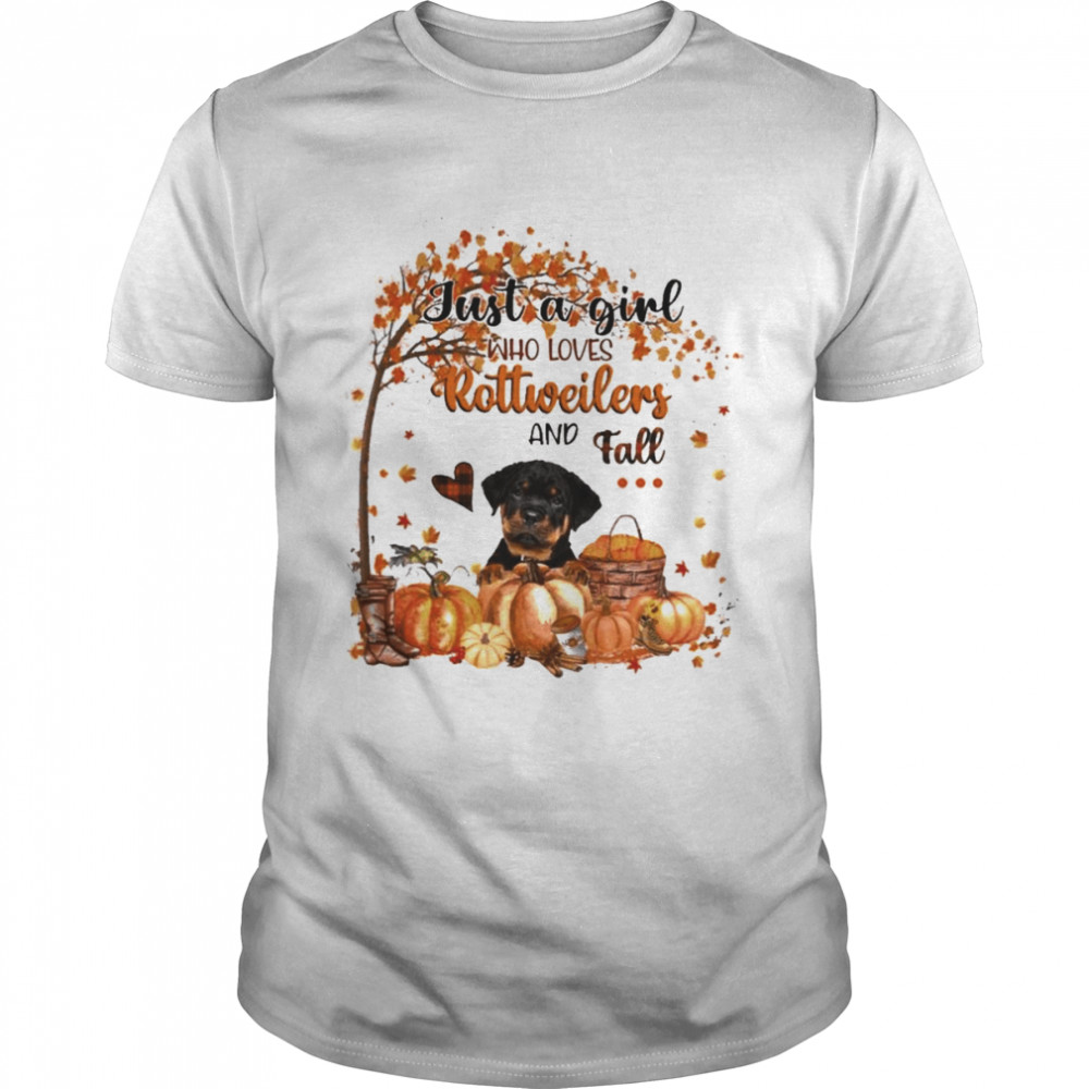 Just a Girl who loves Rottweiler and Fall Pumpkin Happy Thanksgiving shirt Classic Men's T-shirt