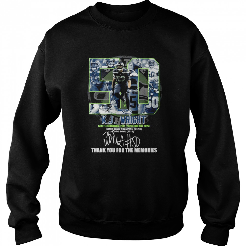 K.J. Wright Seattle Seahawks One-day 2022 Thank You For The Memories Signature  Unisex Sweatshirt