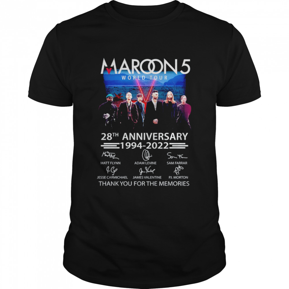 Maroon 5 28th Anniversary Signature Maroon 5 Thank You For The Memories Shirt