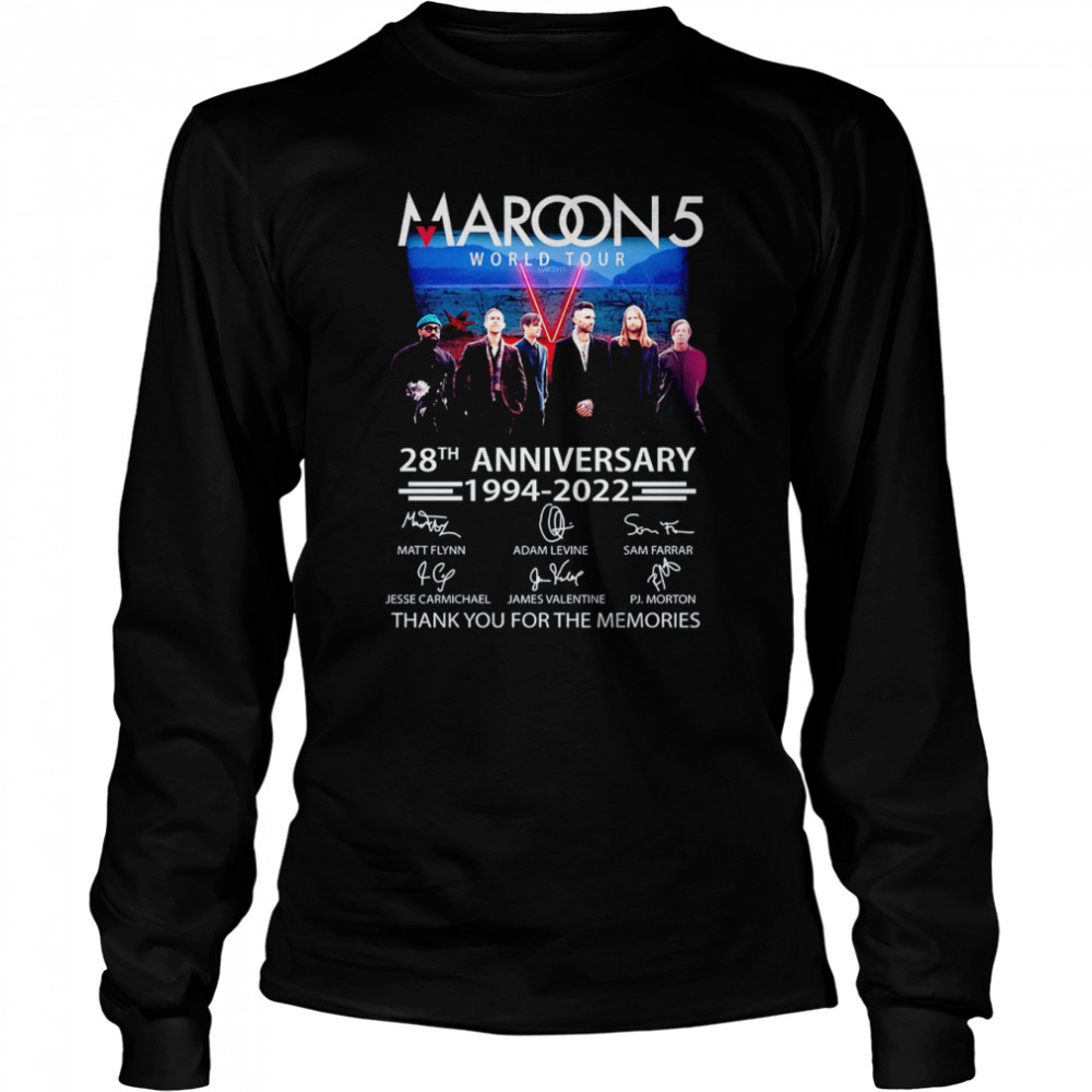 Maroon 5 28th Anniversary Signature Maroon 5 Thank You For The Memories  Long Sleeved T-shirt