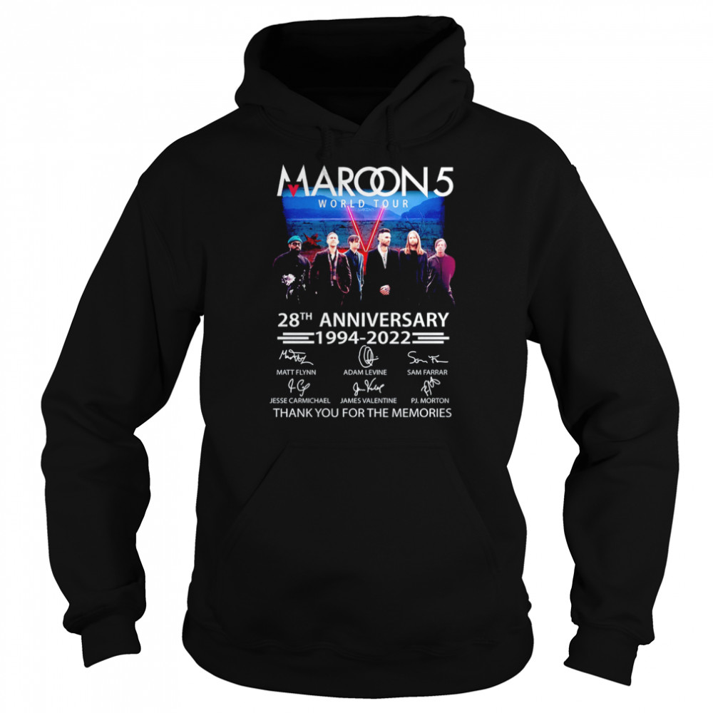 Maroon 5 28th Anniversary Signature Maroon 5 Thank You For The Memories  Unisex Hoodie