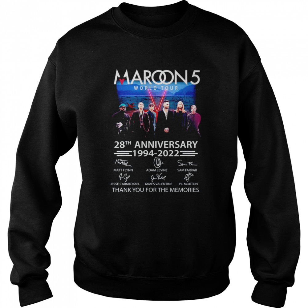 Maroon 5 28th Anniversary Signature Maroon 5 Thank You For The Memories  Unisex Sweatshirt