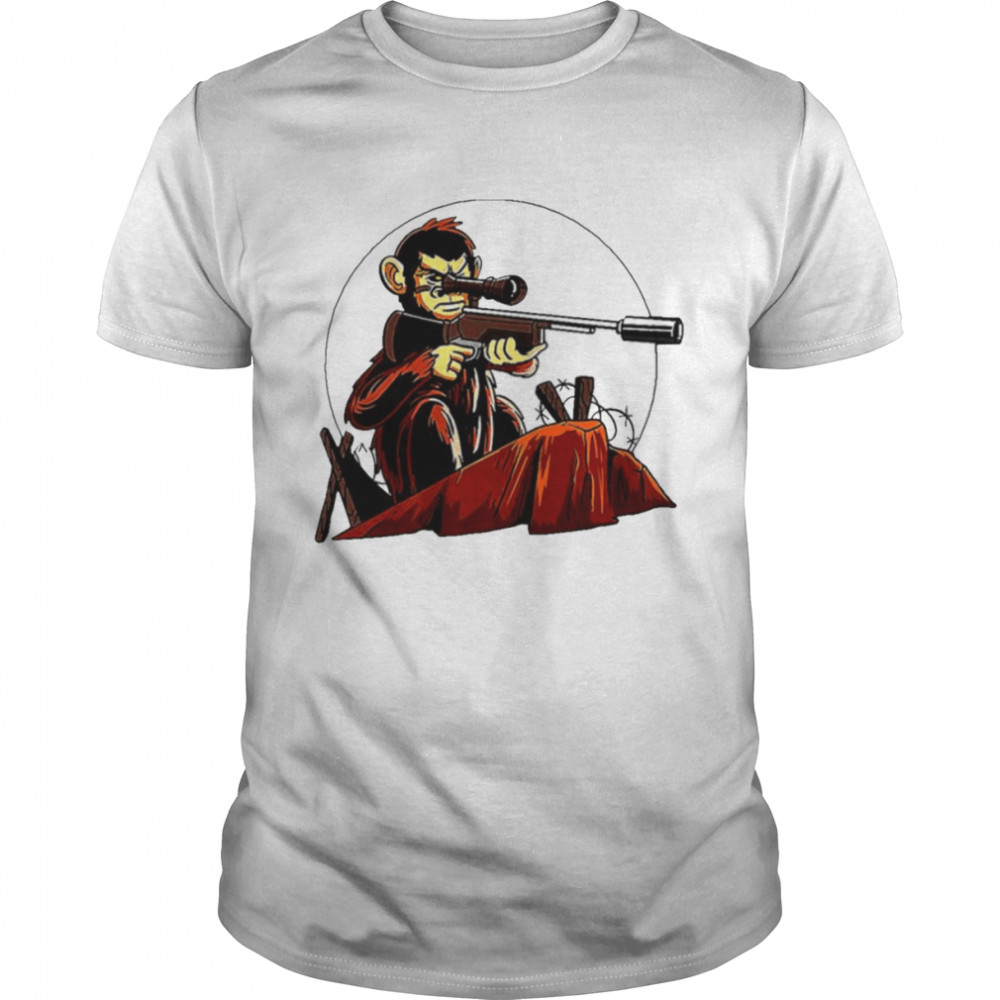 Monkey With A Sniper Rifle shirt Classic Men's T-shirt