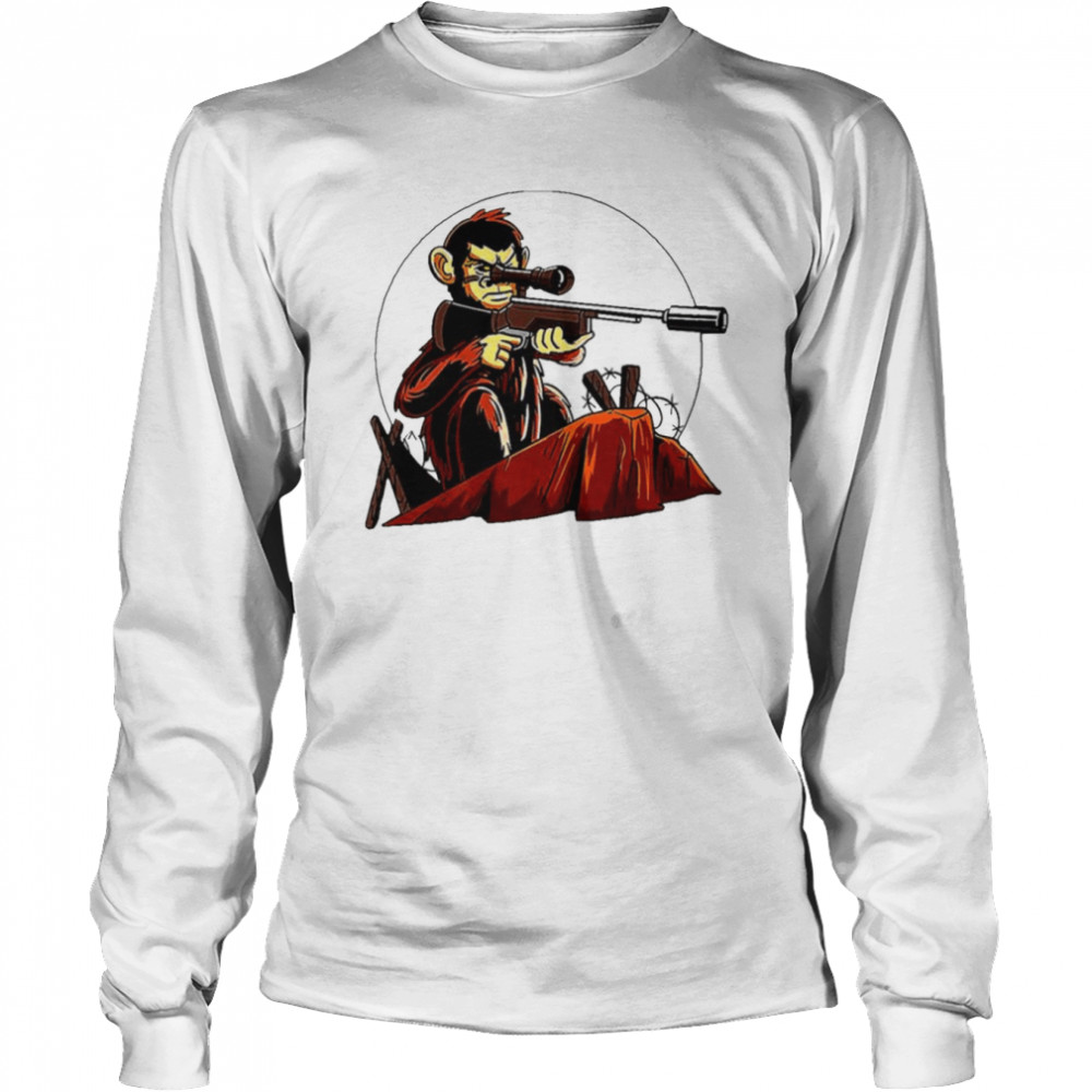 Monkey With A Sniper Rifle shirt Long Sleeved T-shirt