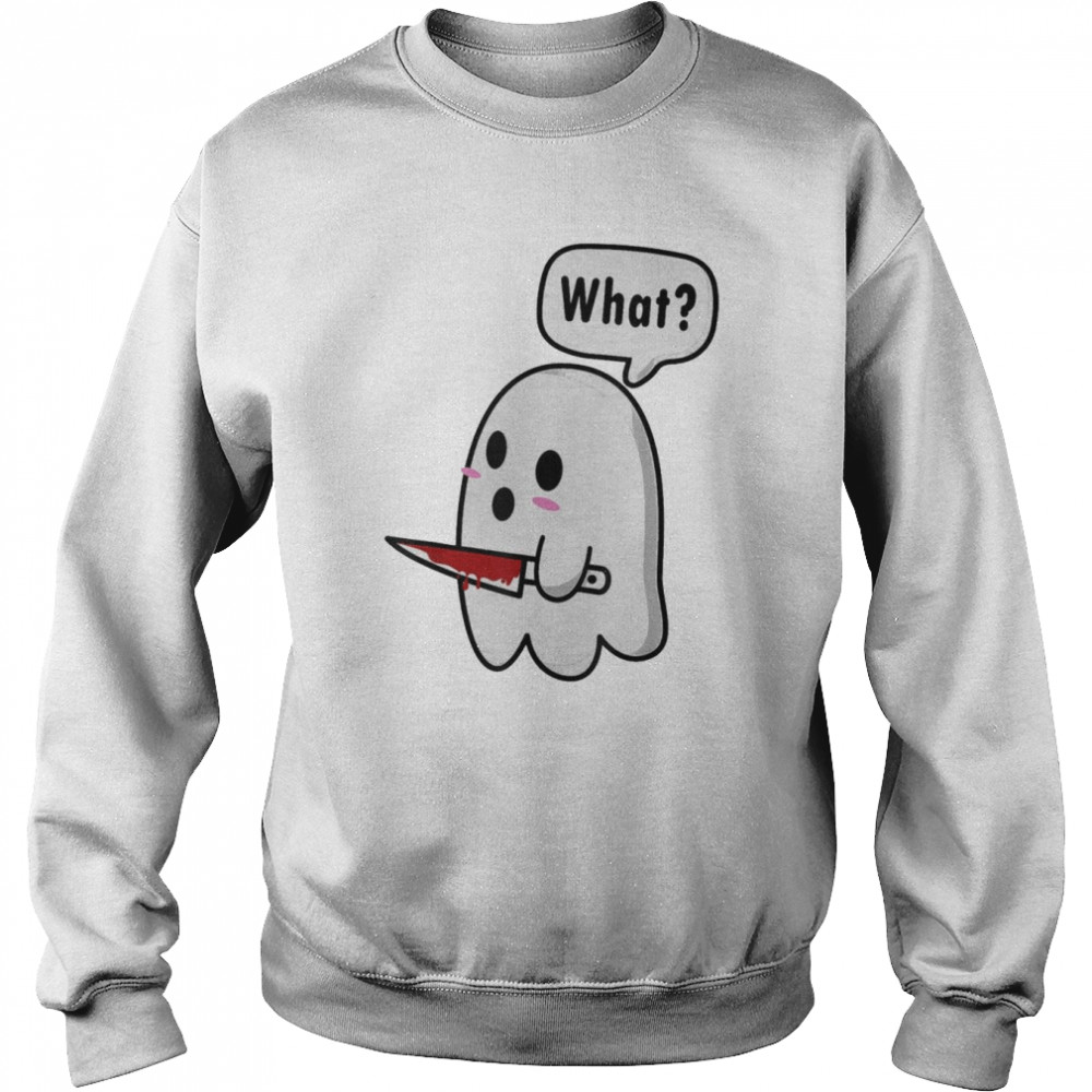 Murderous Kawaii Ghost with Knife Halloween T- Unisex Sweatshirt