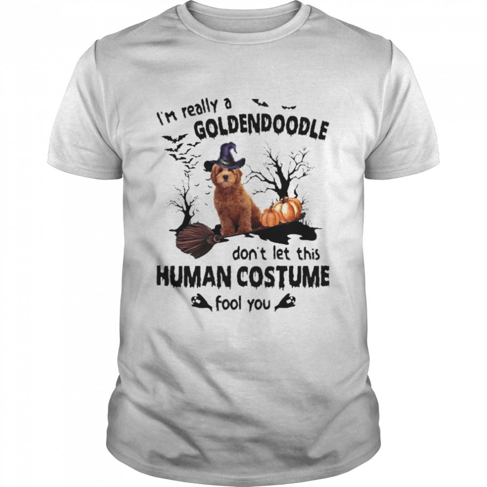 Red Goldendoodle Dog I’m Really A Goldendoodle Don’t Let This Human Costume Fool You Halloween  Classic Men's T-shirt