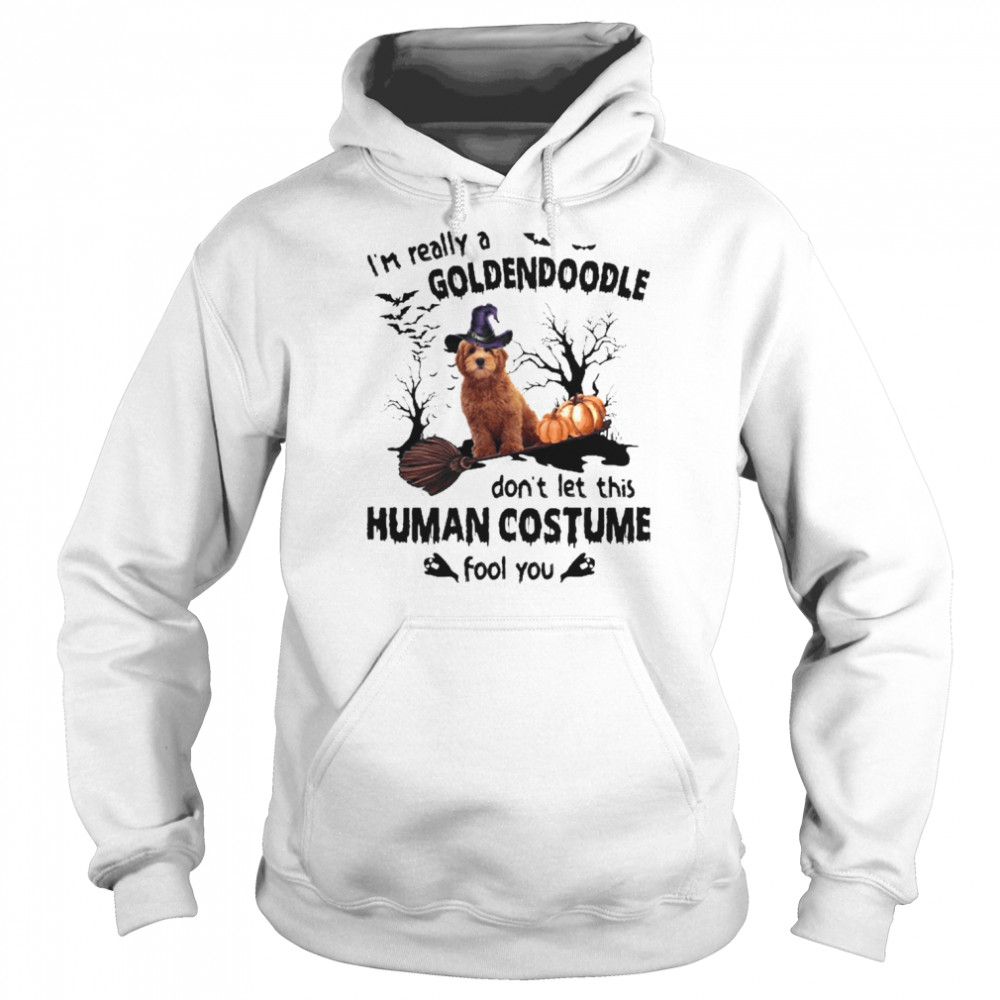 Red Goldendoodle Dog I’m Really A Goldendoodle Don’t Let This Human Costume Fool You Halloween  Unisex Hoodie