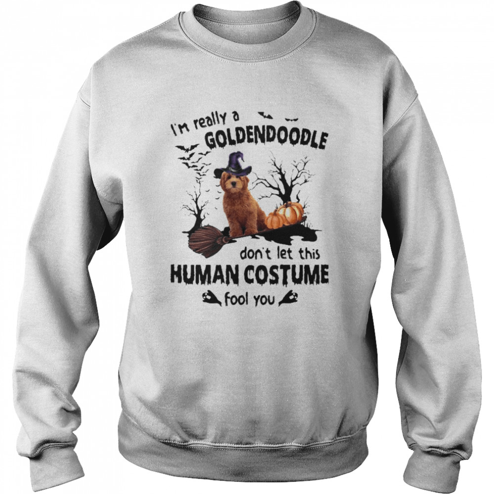 Red Goldendoodle Dog I’m Really A Goldendoodle Don’t Let This Human Costume Fool You Halloween  Unisex Sweatshirt