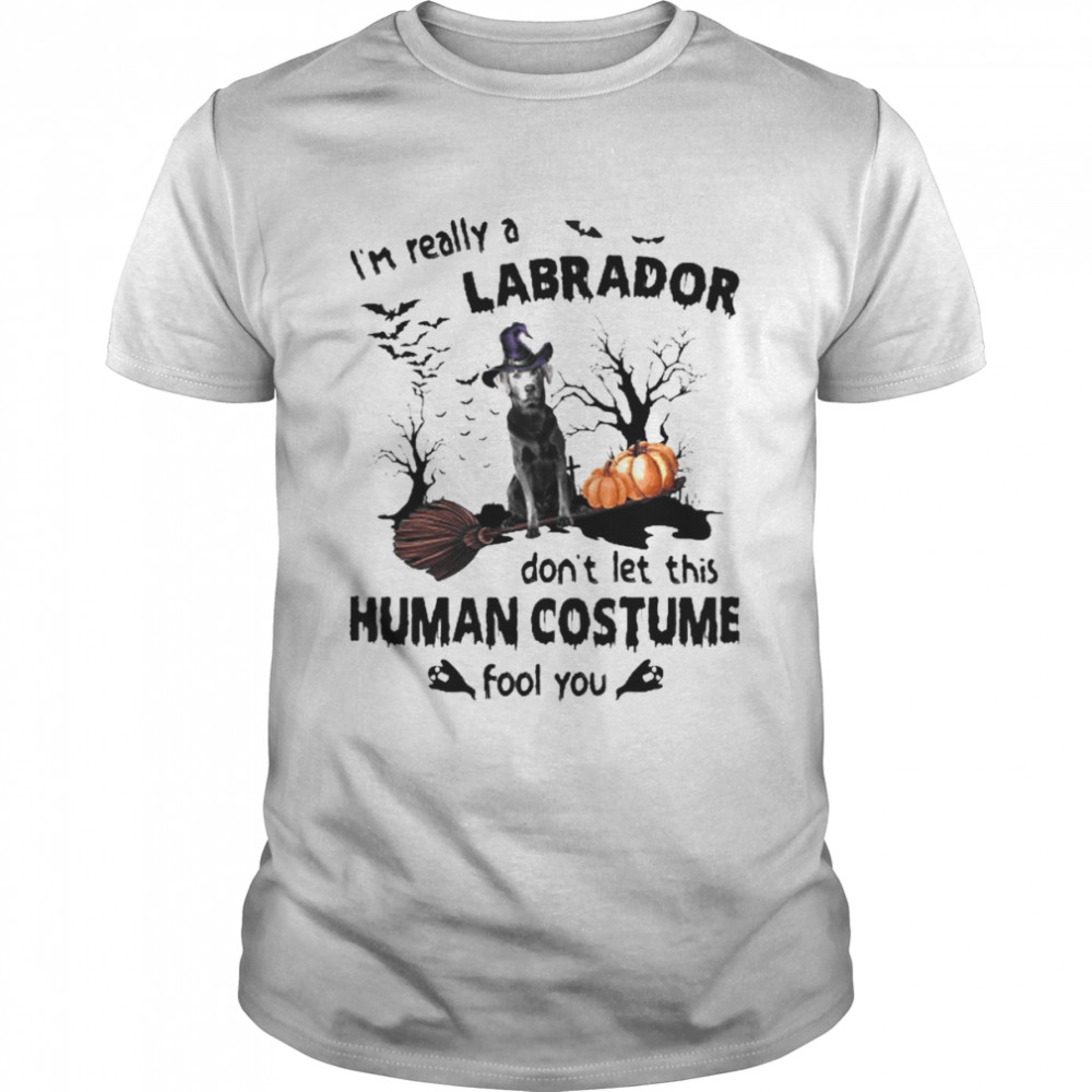 Silver Labrador Dog I’m Really A Labrador Don’t Let This Human Costume Fool You Halloween Shirt