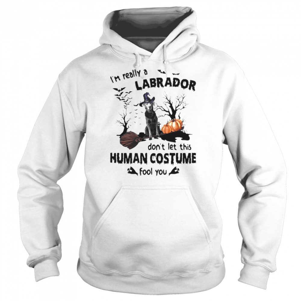 Silver Labrador Dog I’m Really A Labrador Don’t Let This Human Costume Fool You Halloween  Unisex Hoodie