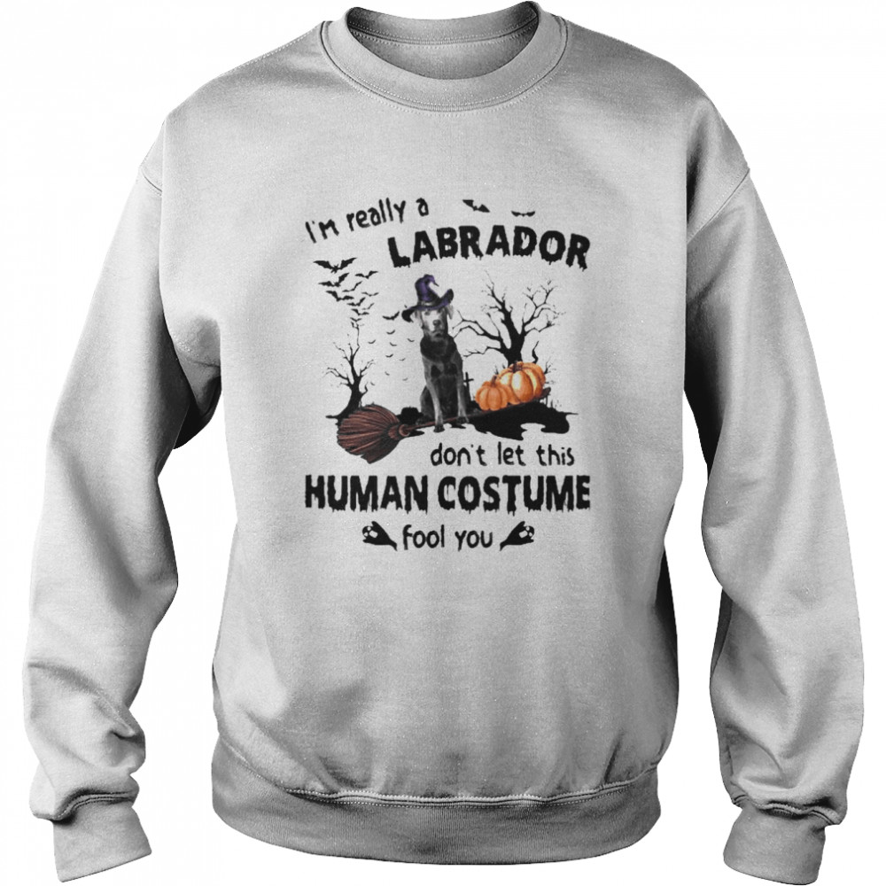Silver Labrador Dog I’m Really A Labrador Don’t Let This Human Costume Fool You Halloween  Unisex Sweatshirt