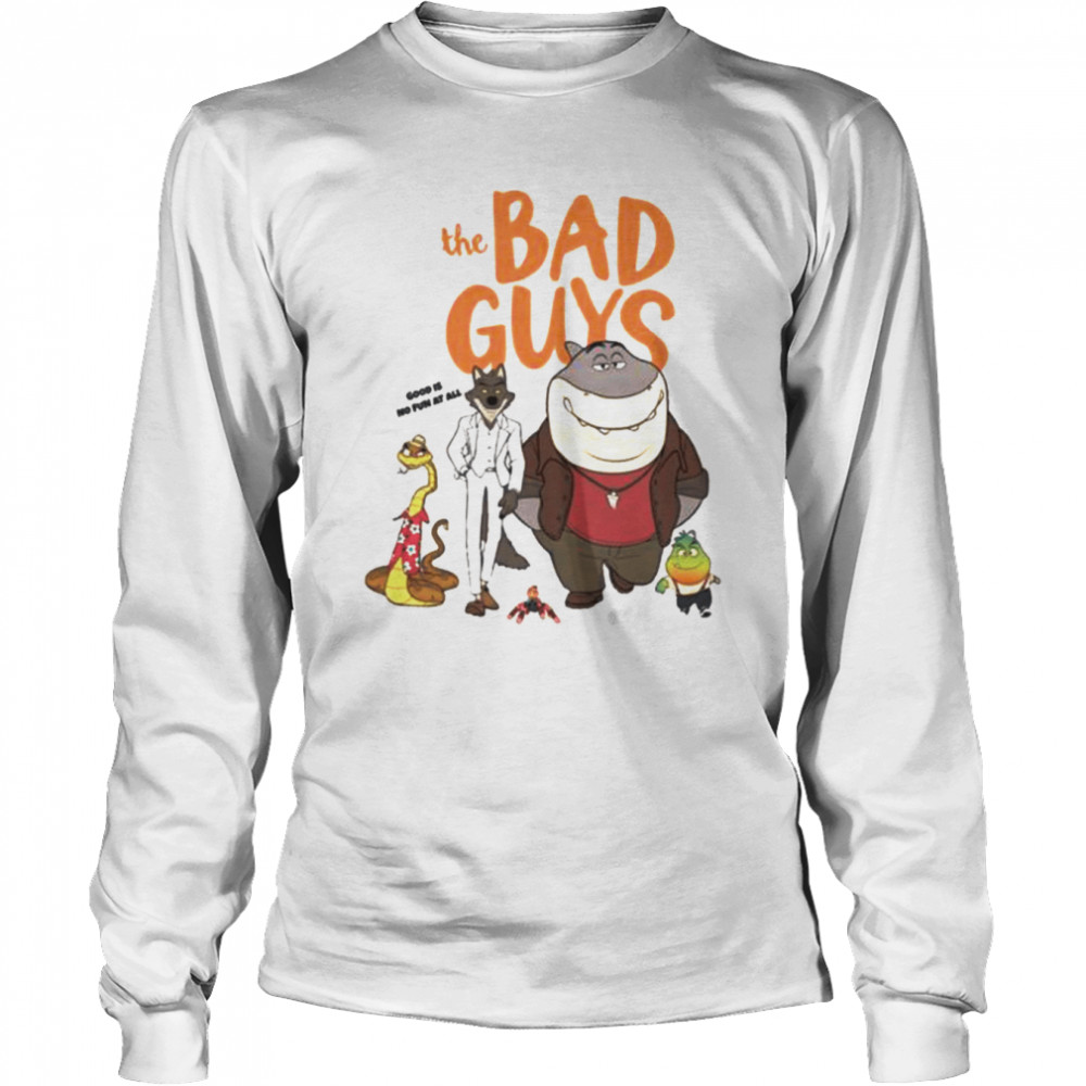 The Bad Guys 2022 Film Movie Cartoon Book Bad Shark Guys Bad Wolf shirt Long Sleeved T-shirt