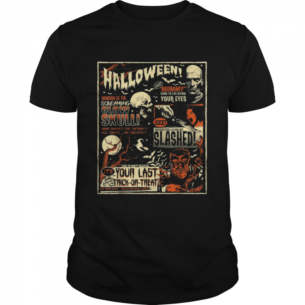 Vintage Horror Movie Poster Terror Old Time Halloween shirt