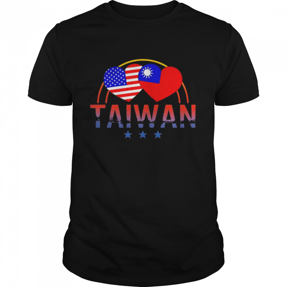 America And Taiwan Taiwanese American Flag Heart T- Classic Men's T-shirt