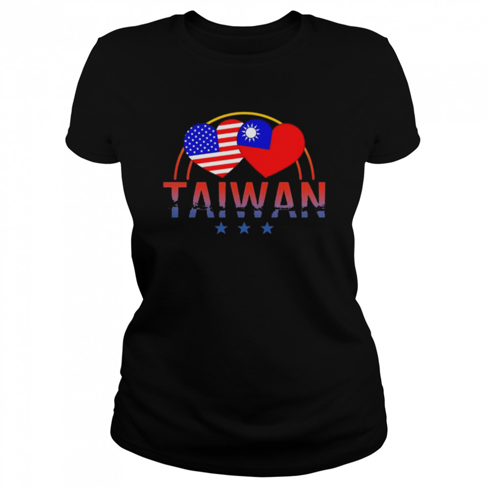 America And Taiwan Taiwanese American Flag Heart T- Classic Women's T-shirt