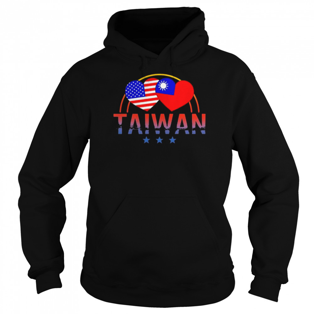 America And Taiwan Taiwanese American Flag Heart T- Unisex Hoodie