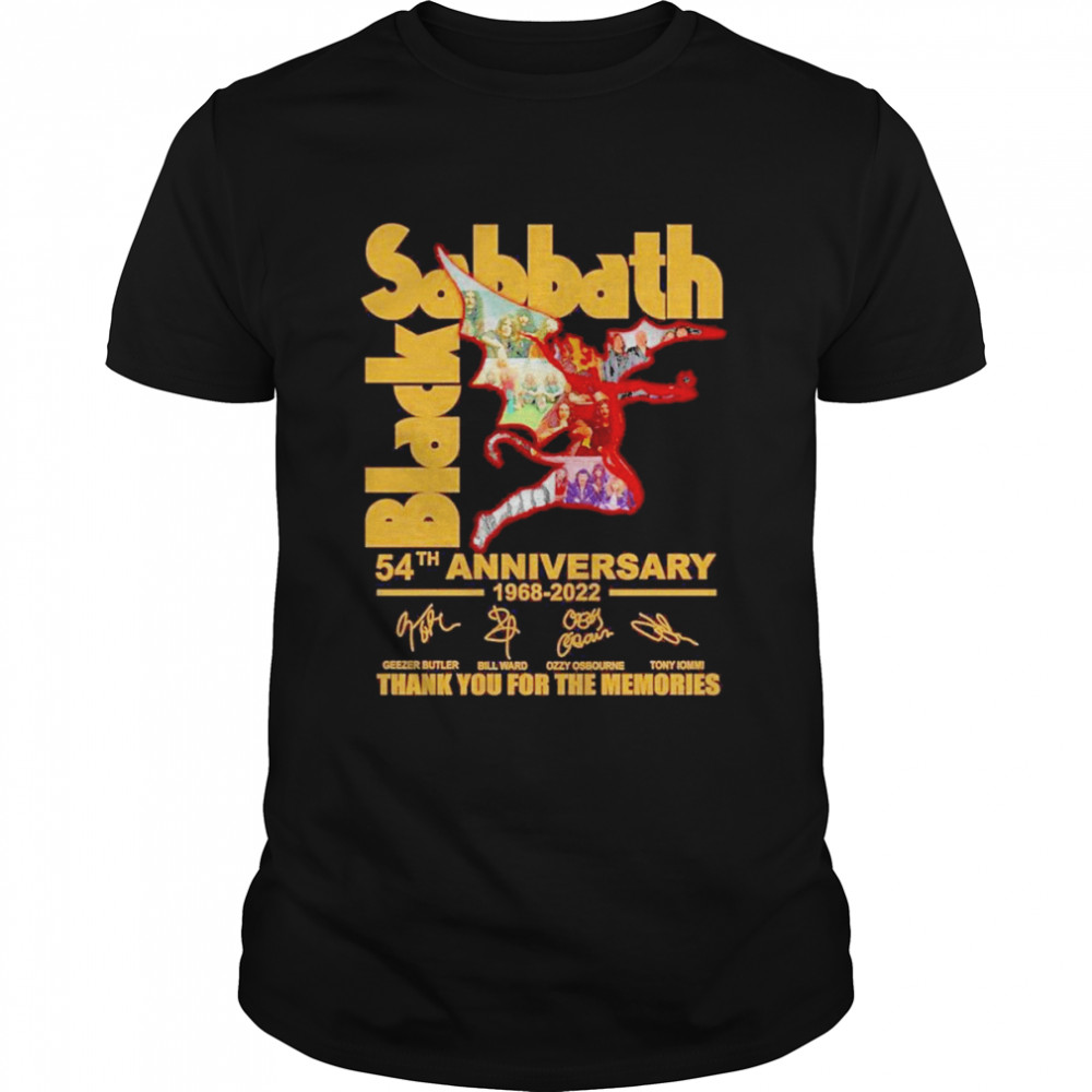 Black Sabbath 54th Anniversary 1968 2022 Signatures Thank You For The Memories Shirt