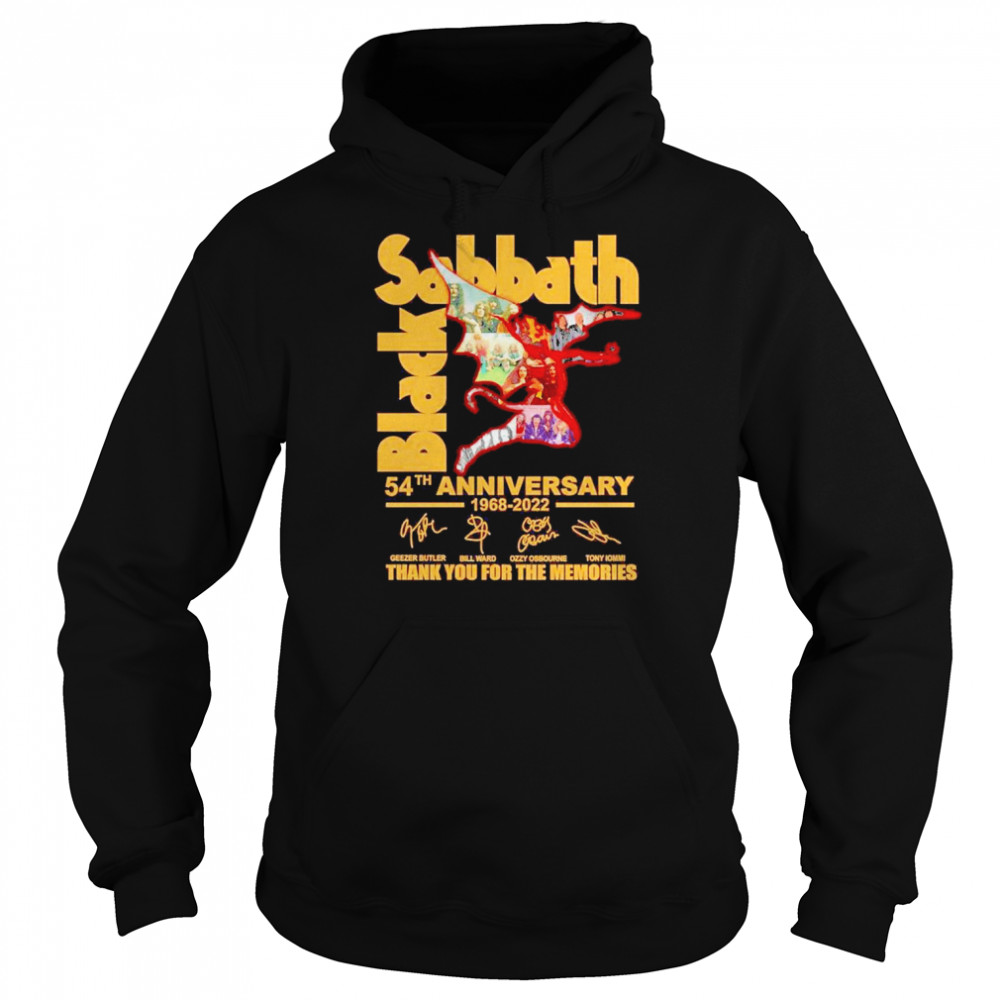 Black Sabbath 54th Anniversary 1968 2022 Signatures Thank You For The Memories  Unisex Hoodie