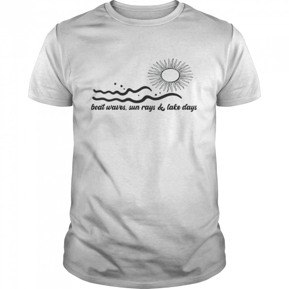 Boat Waves Sun Rays Lake Days  Classic Men's T-shirt