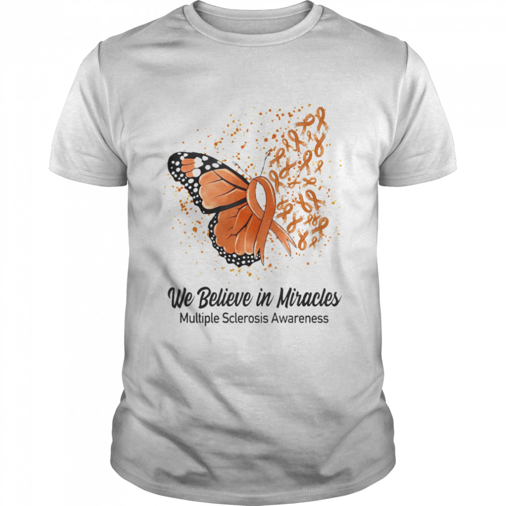 Butterfly We Believe in Miracles Multiple Sclerosis Awareness  Classic Men's T-shirt