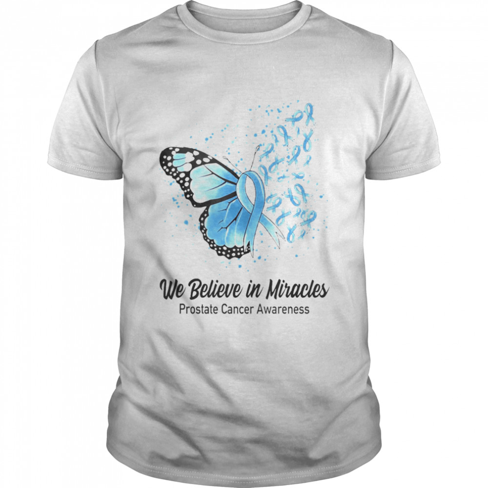 Butterfly We Believe in Miracles Prostate Cancer Awareness  Classic Men's T-shirt