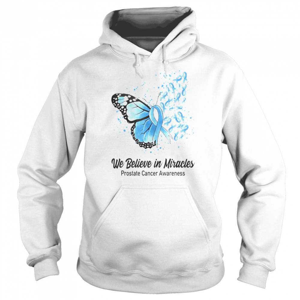Butterfly We Believe in Miracles Prostate Cancer Awareness  Unisex Hoodie