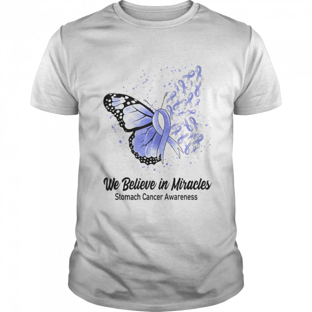 Butterfly We Believe in Miracles Stomach Cancer Awareness Shirt