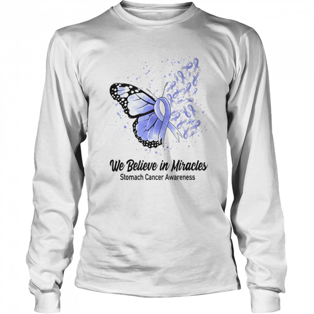 Butterfly We Believe in Miracles Stomach Cancer Awareness  Long Sleeved T-shirt