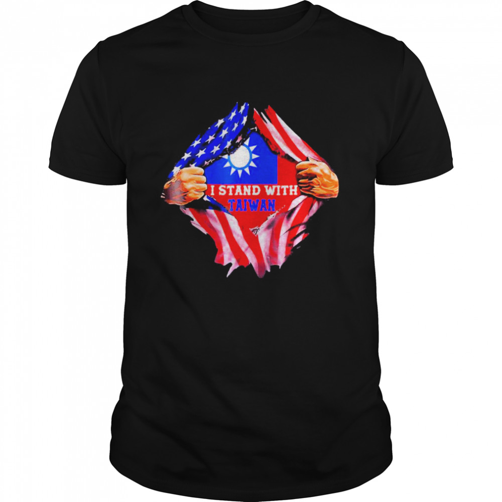 I Stand with Taiwan Flag American Flag support Taiwan T-Shirt