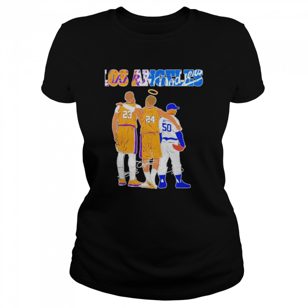 Los Angeles Lebron James Kobe Bryant Mookie Betts Signatures 2022  Classic Women's T-shirt