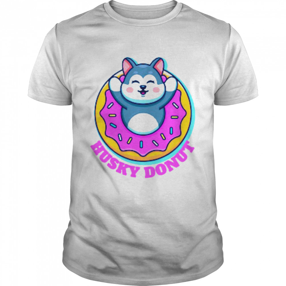 Siberian Funny Pink Art Husky Donut shirt Classic Men's T-shirt