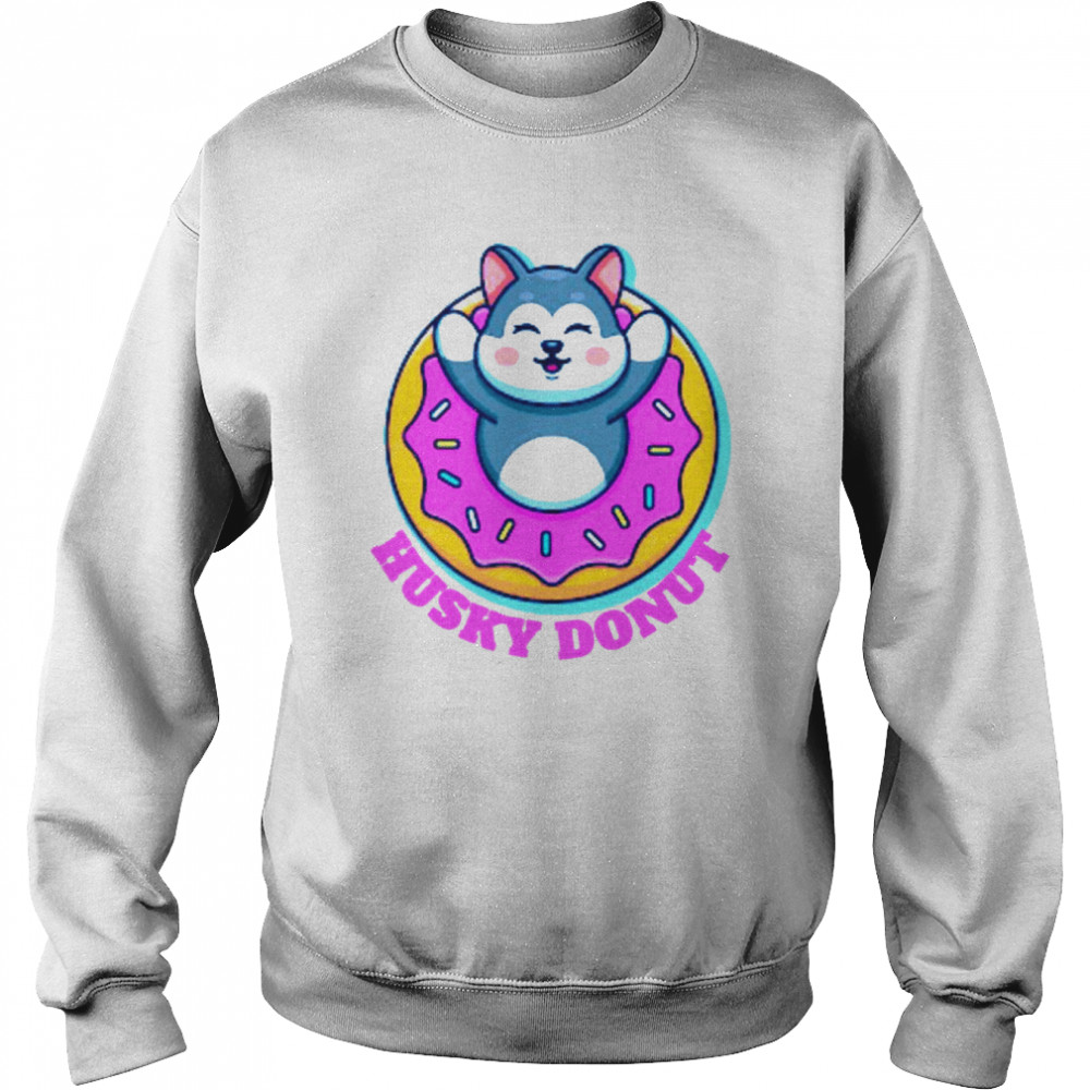 Siberian Funny Pink Art Husky Donut shirt Unisex Sweatshirt