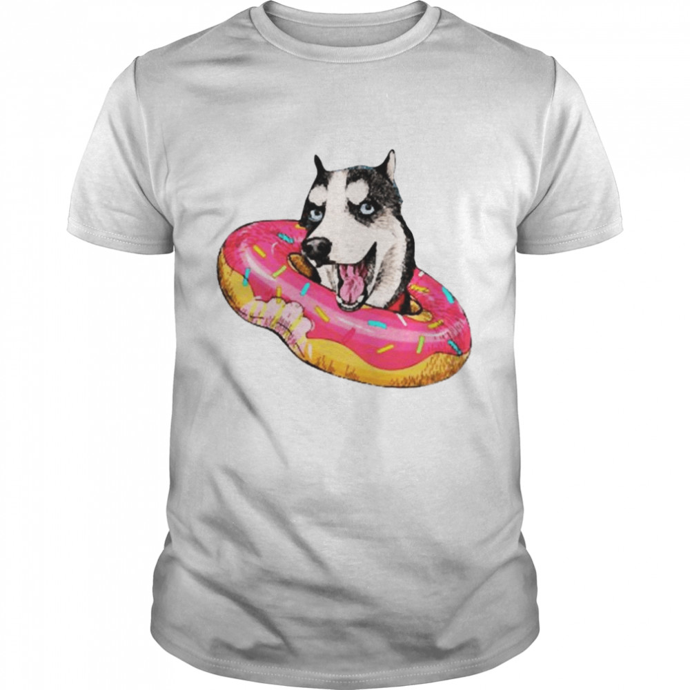 Sily Illustratio Siberian Funny Husky Donut shirt Classic Men's T-shirt