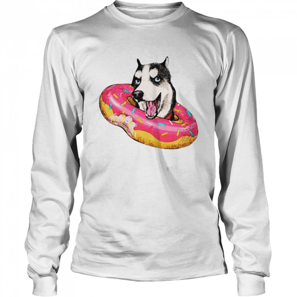 Sily Illustratio Siberian Funny Husky Donut shirt Long Sleeved T-shirt