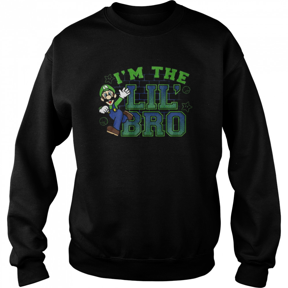 Super Mario Im The Lil Bro Luigi Action Pose Green shirt Unisex Sweatshirt