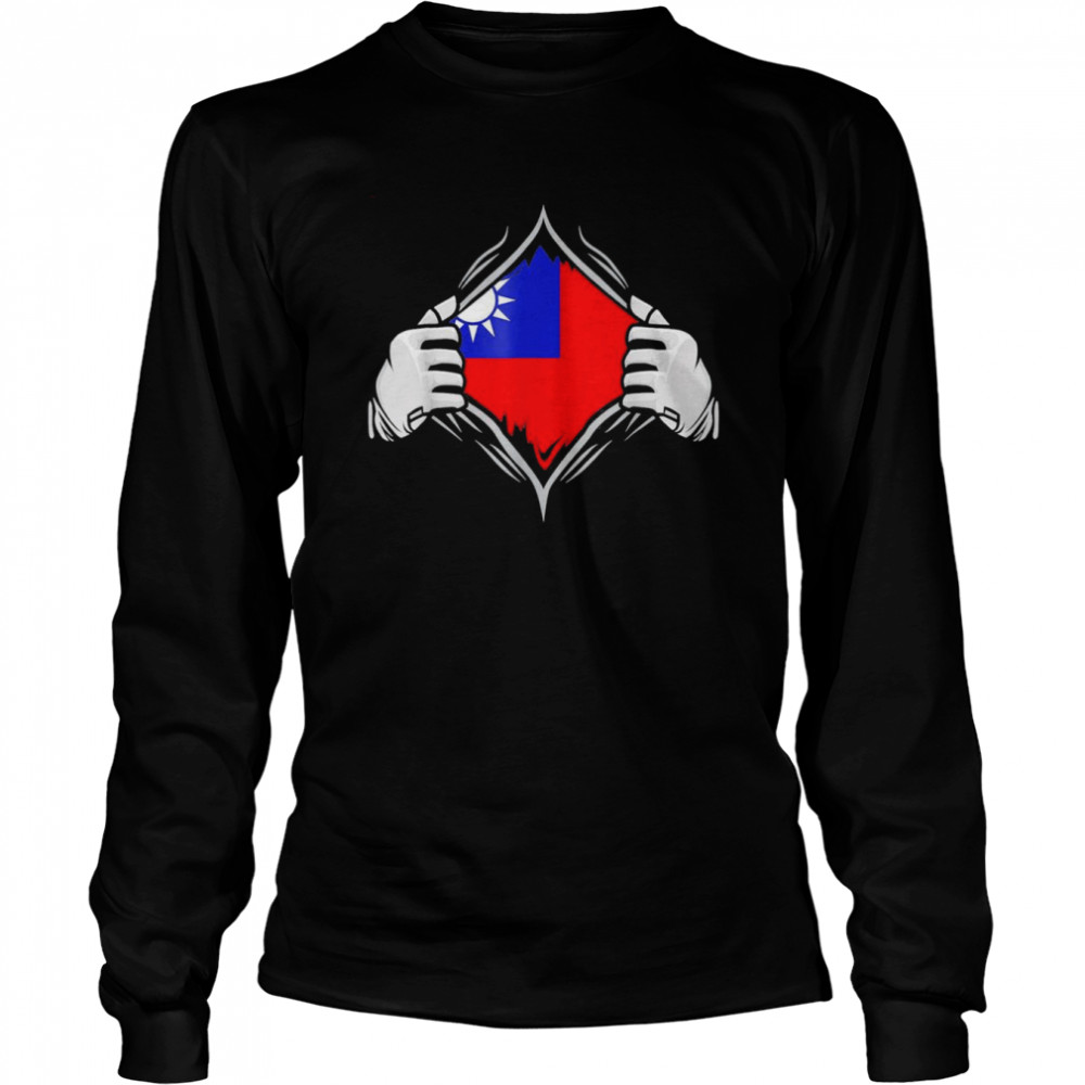 Super Taiwan Heritage Proud Taiwanese Roots Flag T- Long Sleeved T-shirt