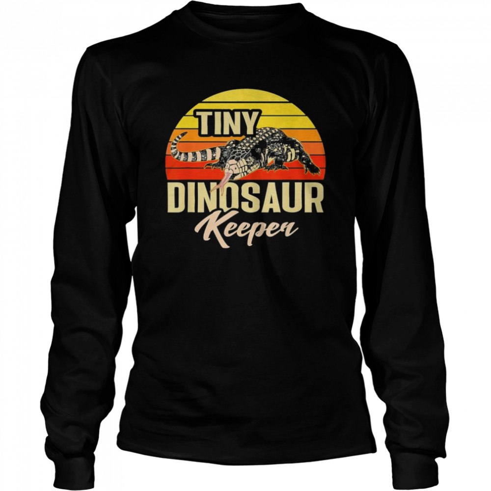 Tegu Lizard Reptile Tiny Dinosaur Keeper Retro Herpetologist T- Long Sleeved T-shirt