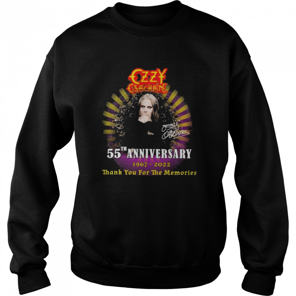 The OZZY OSBOURNE 55th anniversary 1967 2022 thank you for the memories shirt Unisex Sweatshirt